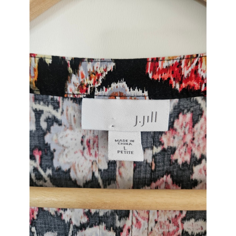 J. Jill Black Floral Mini Dress with Pink and Orange Accents - Picture 3 of 5